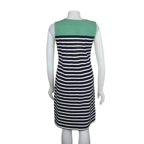 Land's End Striped Shift Dress Blue White Green Nautical Sleeveless Size Small - Picture 5 of 9